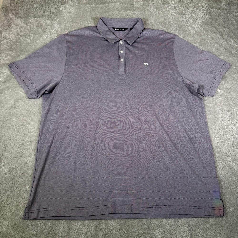 Travis Mathew Polo Shirt Mens 3XL Gray Stripe Pima Stretch Golf Performance